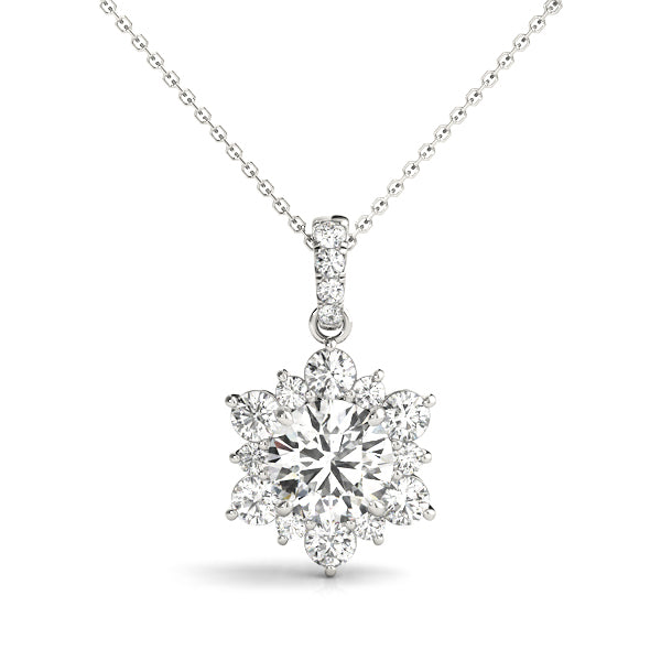 Diamond Pendant Necklace, Halo, Divine