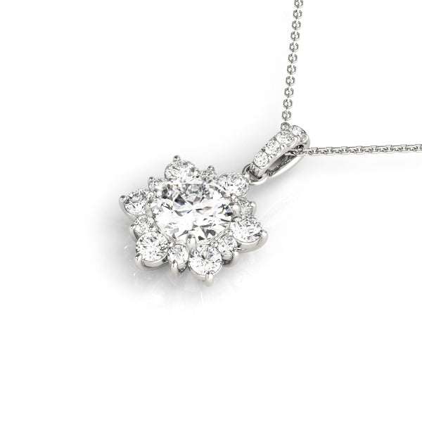 Diamond Pendant Necklace, Halo, Divine