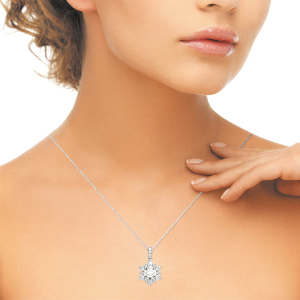 Diamond Pendant Necklace, Halo, Divine