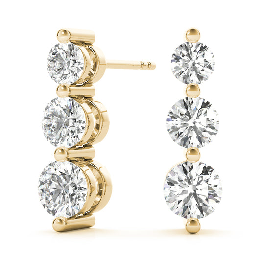 Diamond Earrings, Drop Earrings, Trinity Delight