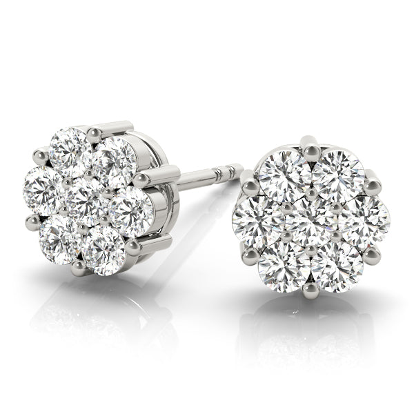 Diamond Earrings, Cluster Studs, Starry Splendor