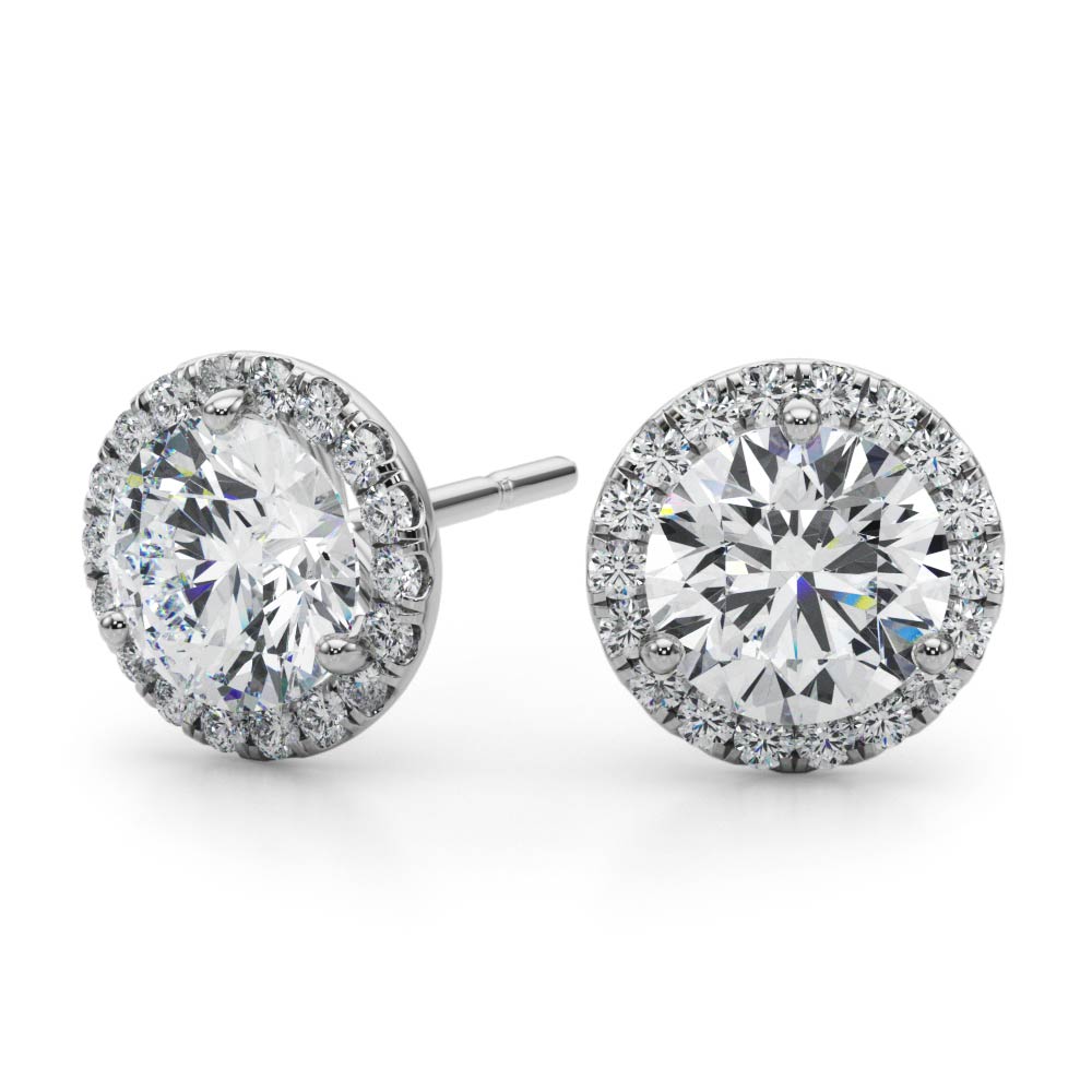 Diamond Earrings, Halo Studs, Brilliant Blossoms