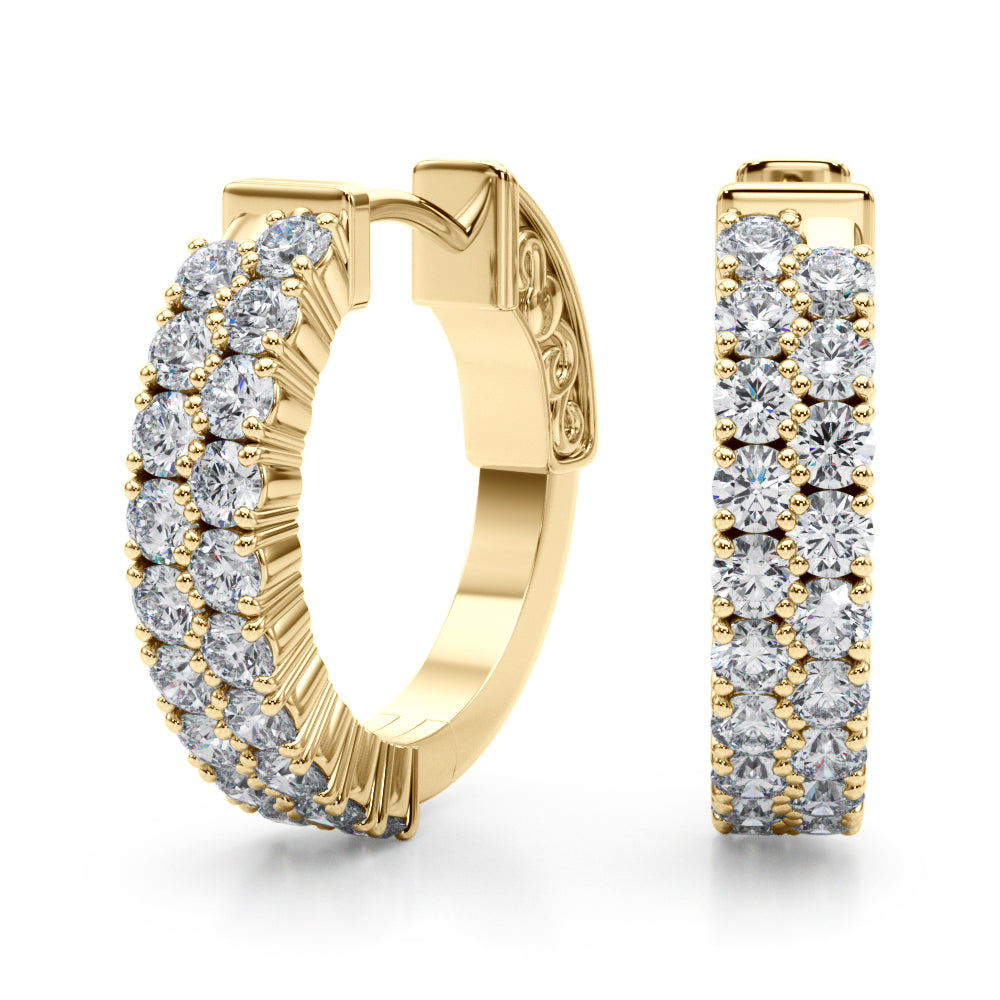 Diamond Earrings, Hoops, Double Diamond Delight