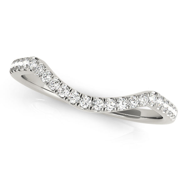 Diamond Wedding Band Curved, Chevron, Endearment