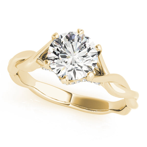 Engagement Ring Setting, Solitaire Plus, Twisted Shank, Round 6 Prong