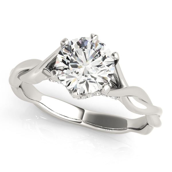 Engagement Ring Setting, Solitaire Plus, Twisted Shank, Round 6 Prong