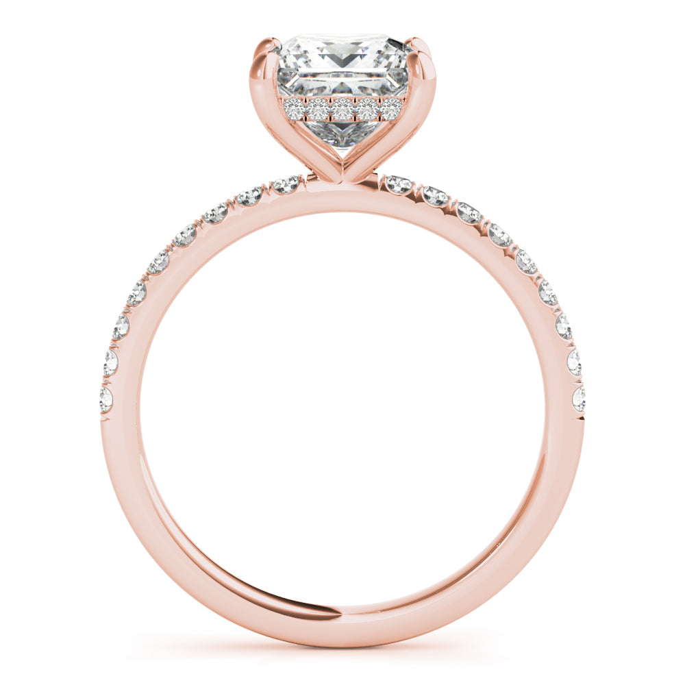 Engagement Ring Setting, Solitaire Plus, Hidden Halo , Paved, Princess