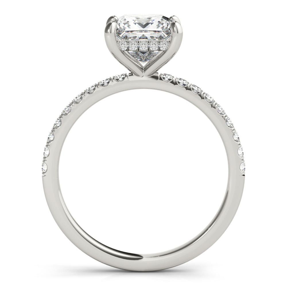 Engagement Ring Setting, Solitaire Plus, Hidden Halo , Paved, Princess