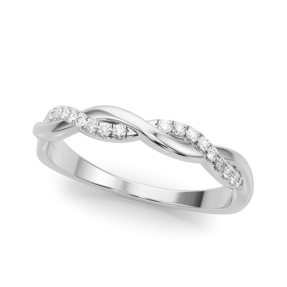 Diamond Wedding Band, Paved, Twisted Rose