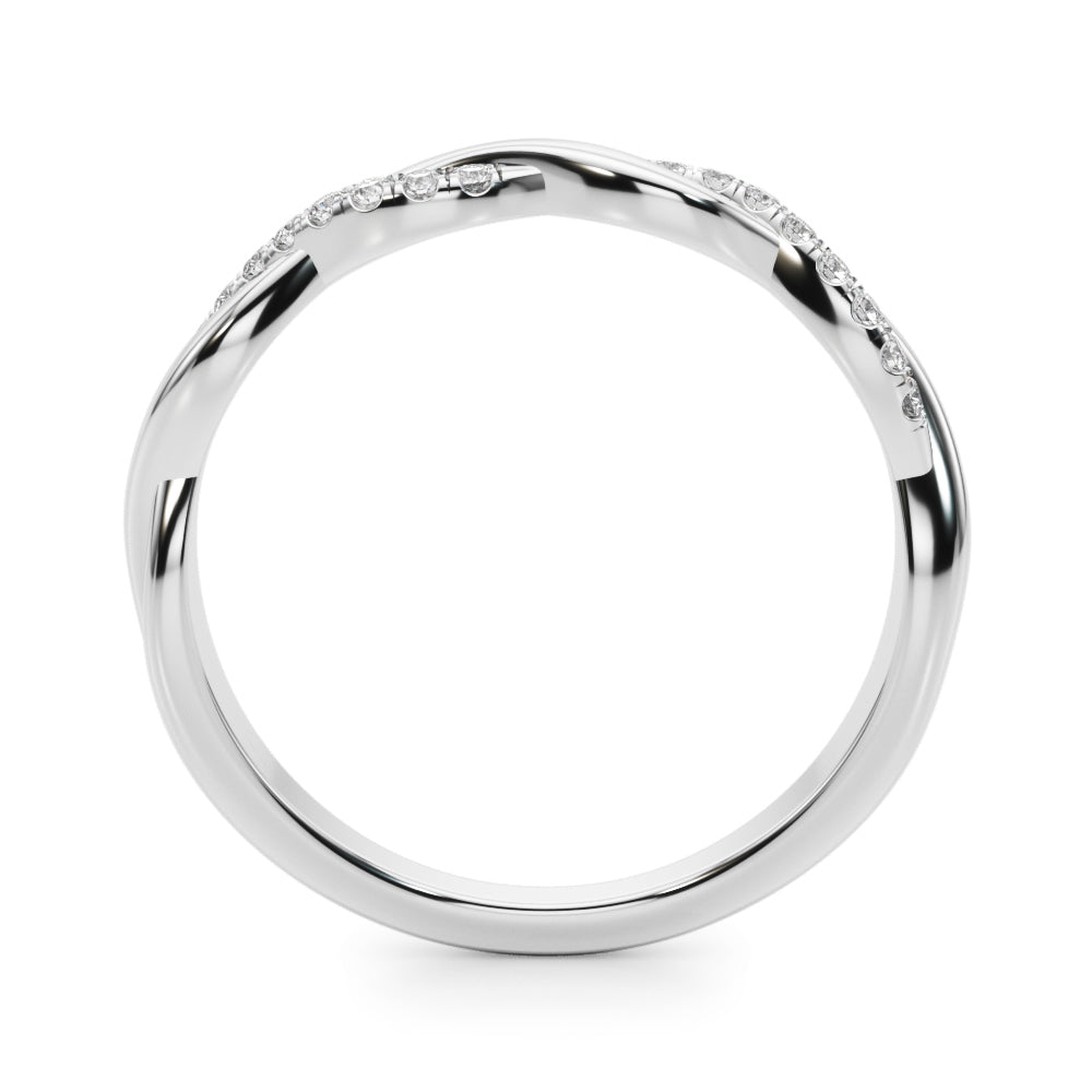 Diamond Wedding Band, Paved, Twisted Rose