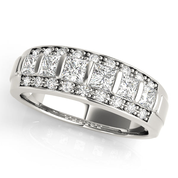 Diamond wedding Band, Multi Row, Princess