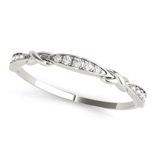 Diamond Wedding Band, Paved, Stackable, Radiant