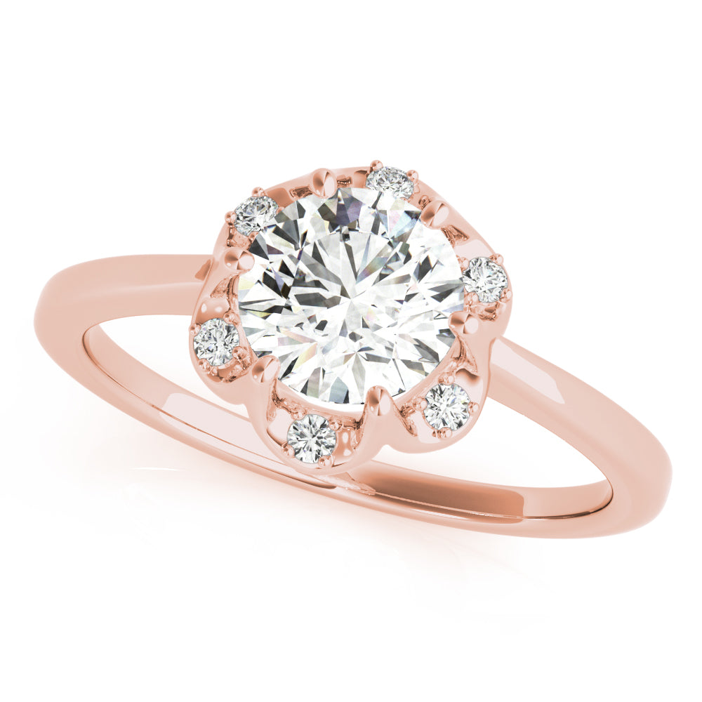 Engagement Ring Setting, Solitaire Plus,Flower Of Love, Round Cut