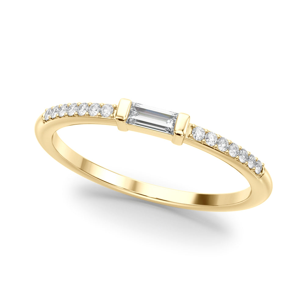 Diamond Wedding Ring, Paved, Baguette Center