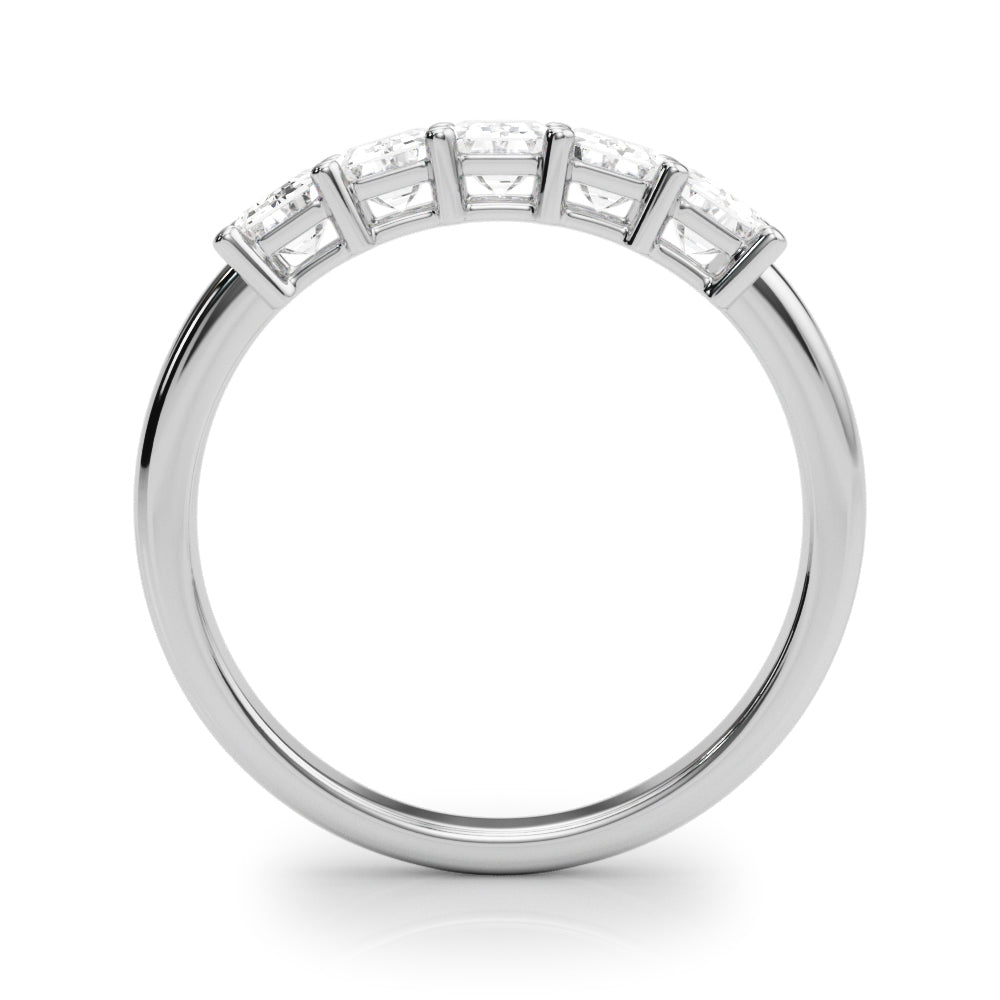 Diamond Wedding Ring, 5 Stone Setting, Emerald Cut