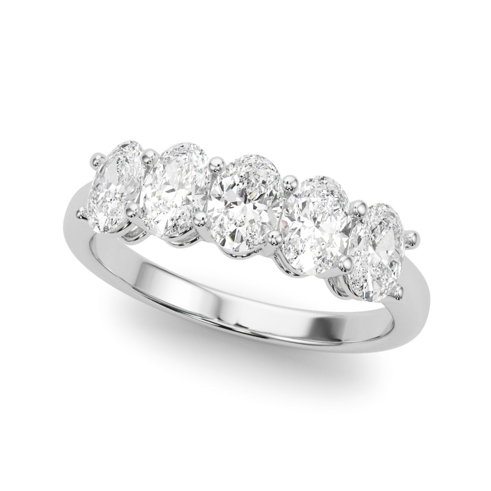 Diamond Wedding Ring, 5 Stone Setting, Oval Cut