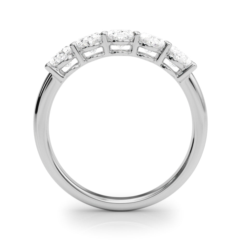 Diamond Wedding Ring, 5 Stone Setting, Oval Cut