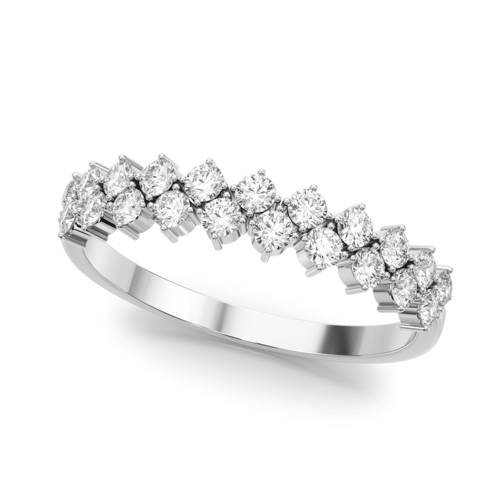 Diamond Wedding Ring, Multi Row, Double Love