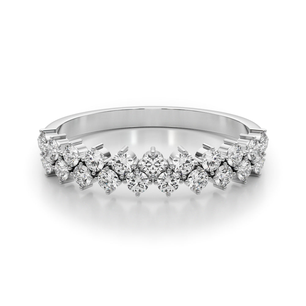 Diamond Wedding Ring, Multi Row, Double Love