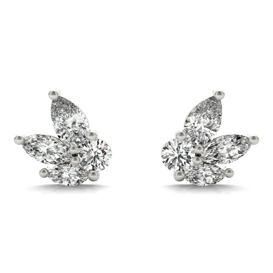 Diamond Earrings, Cluster Studs, Marquise