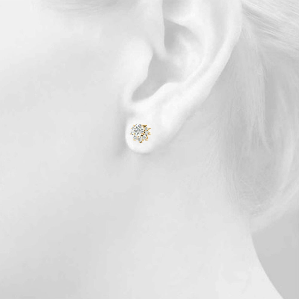 Diamond Earrings, Cluster Studs, Divine Dazzle