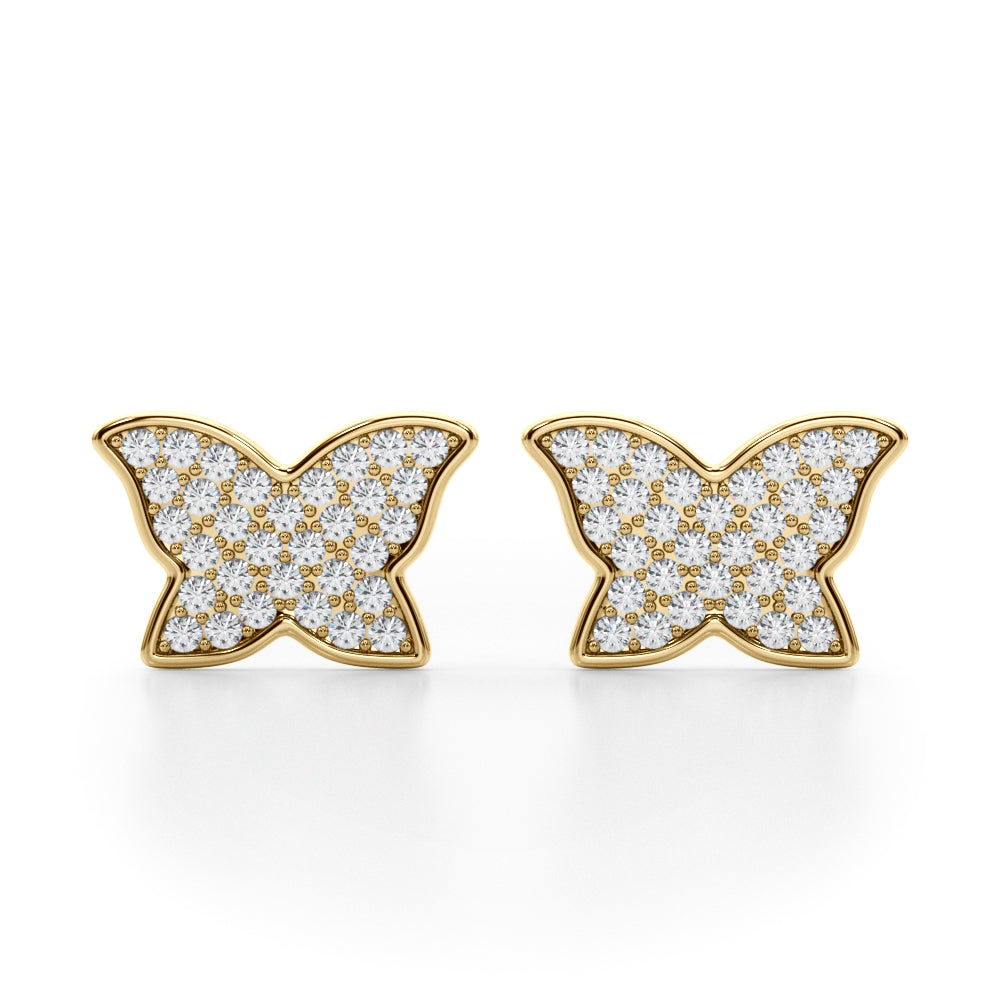 Diamond Earrings, Cluster Studs, Butterfly