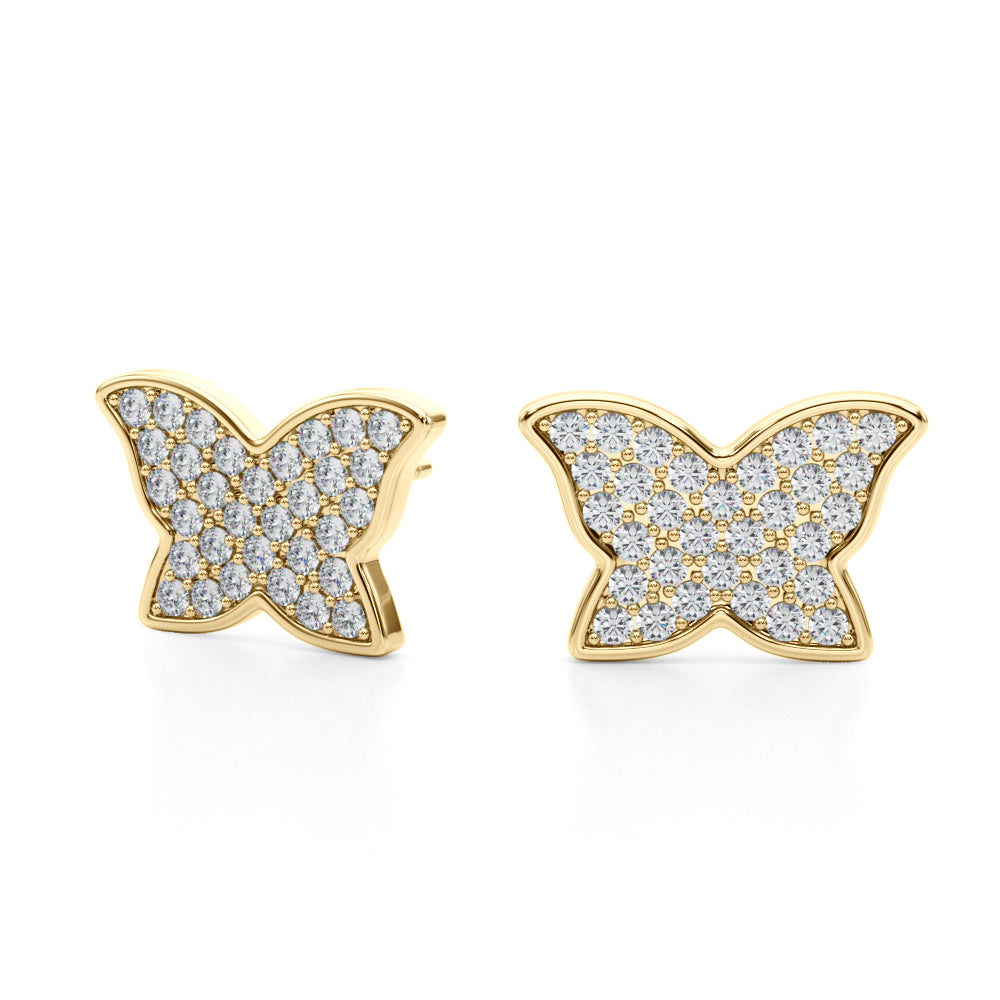 Diamond Earrings, Cluster Studs, Butterfly