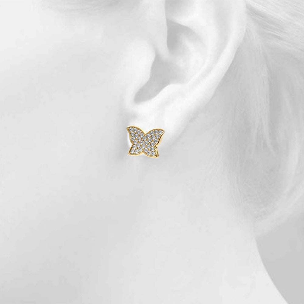 Diamond Earrings, Cluster Studs, Butterfly