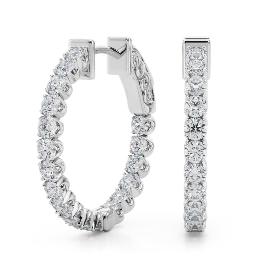 Diamond Earrings, Hoops, Crystal Cascade