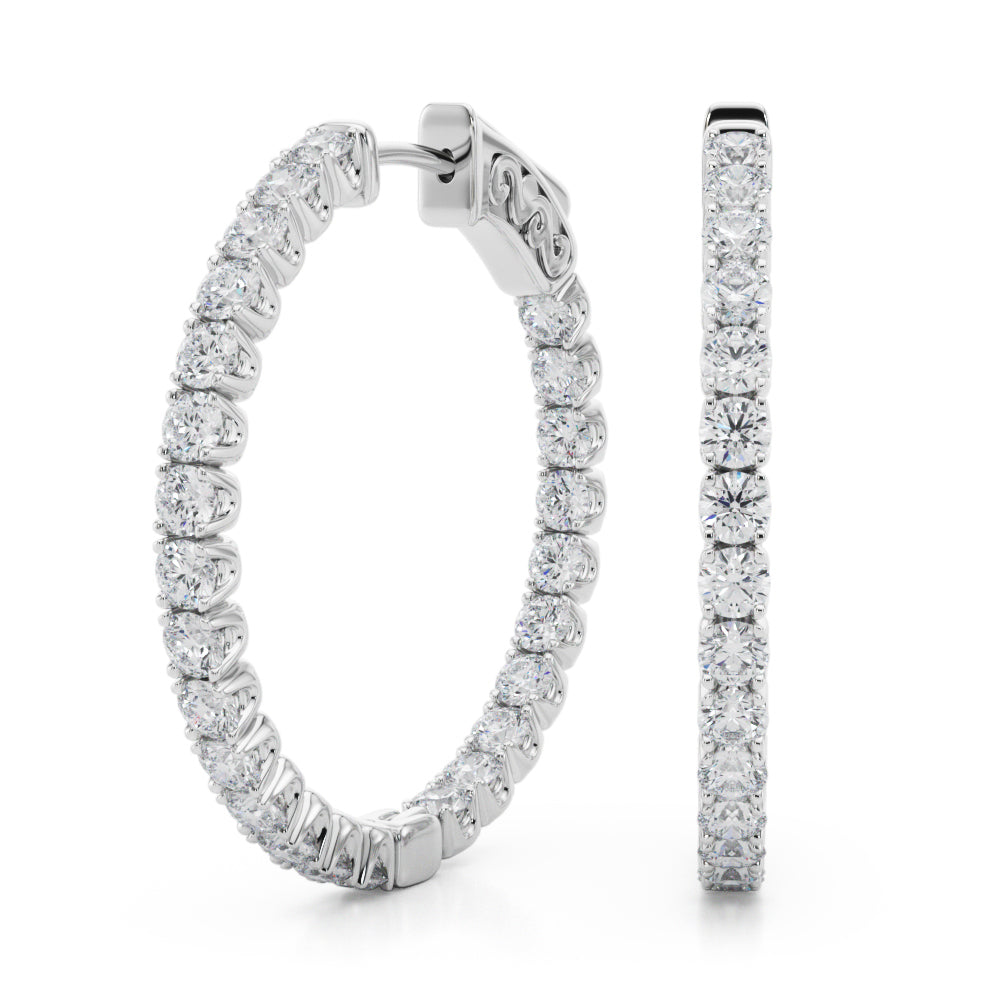 Diamond Earrings, Hoops, Crystal Cascade