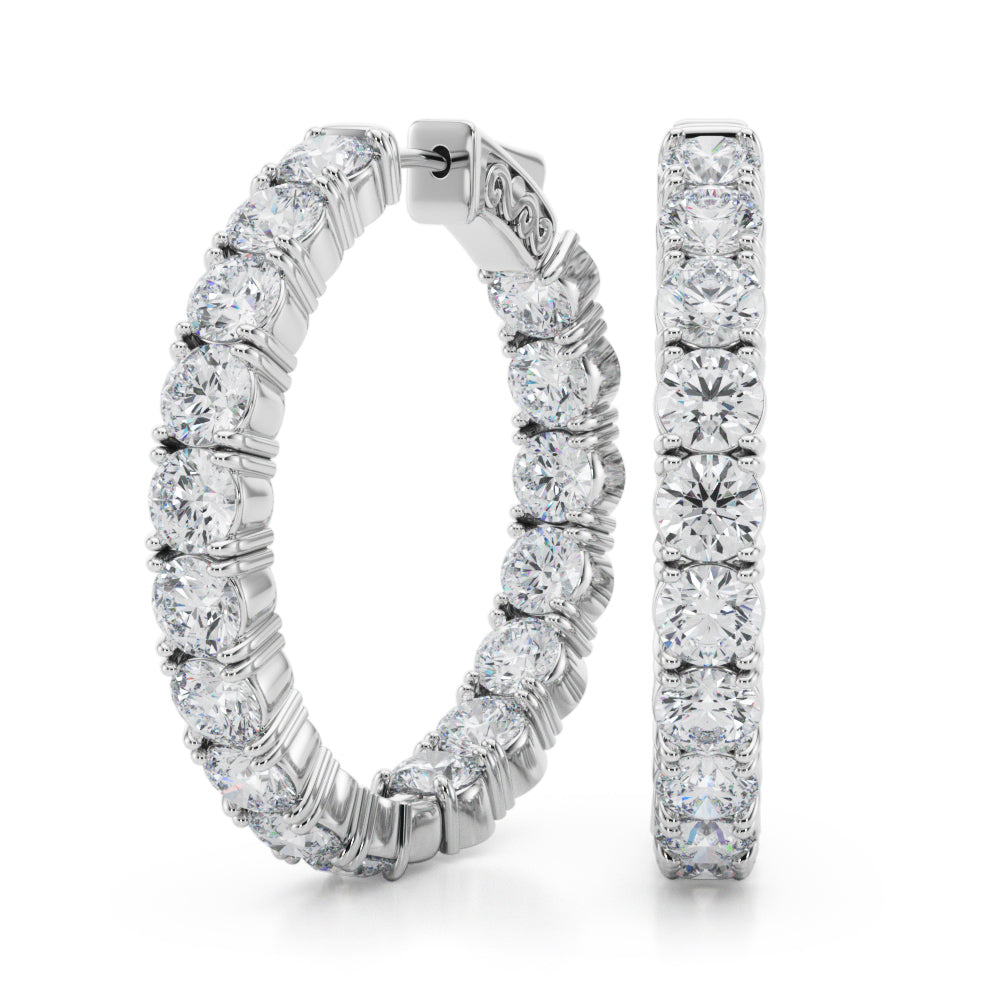 Diamond Earrings, Hoops, Crystal Cascade