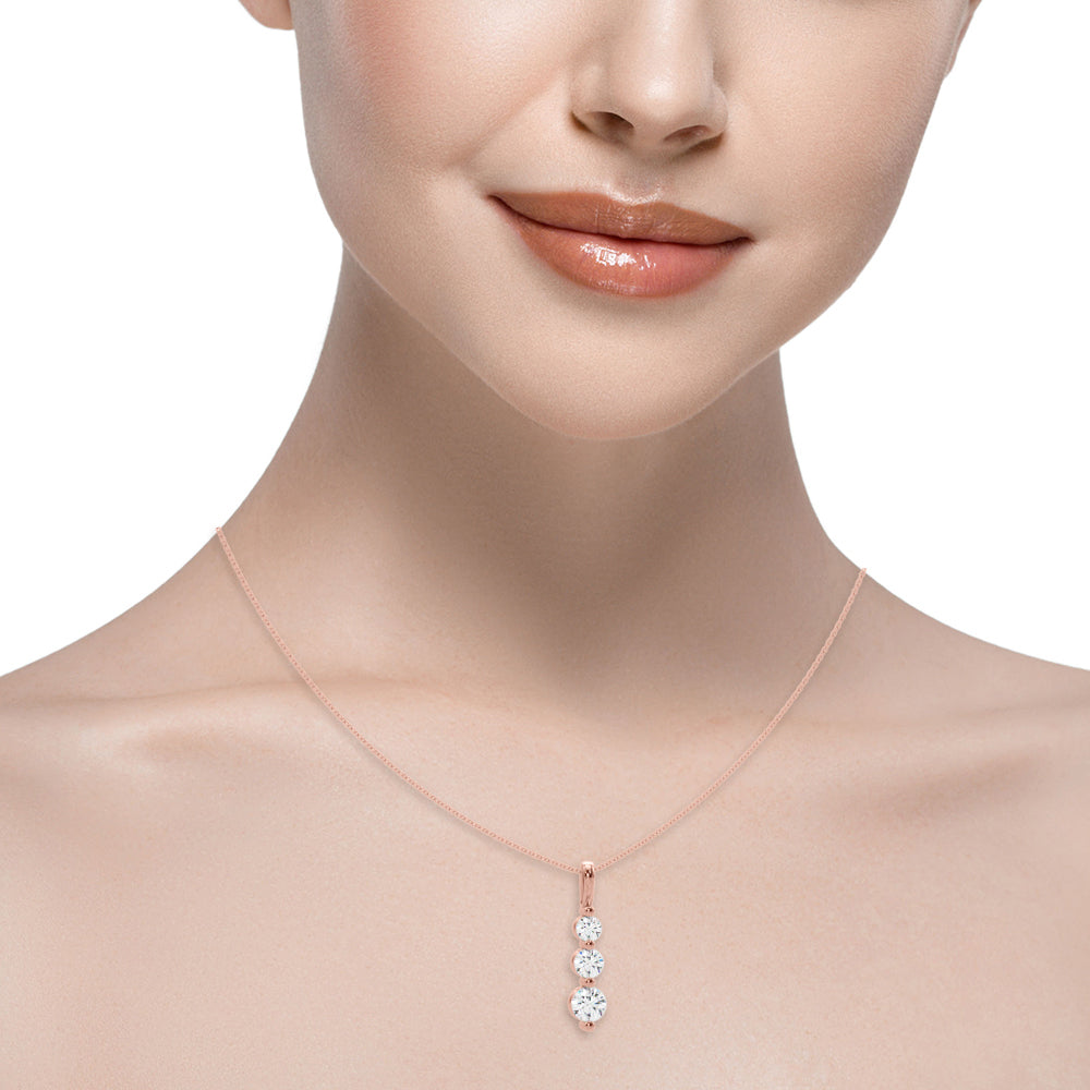 Diamond Pendant Necklace, Five Stars