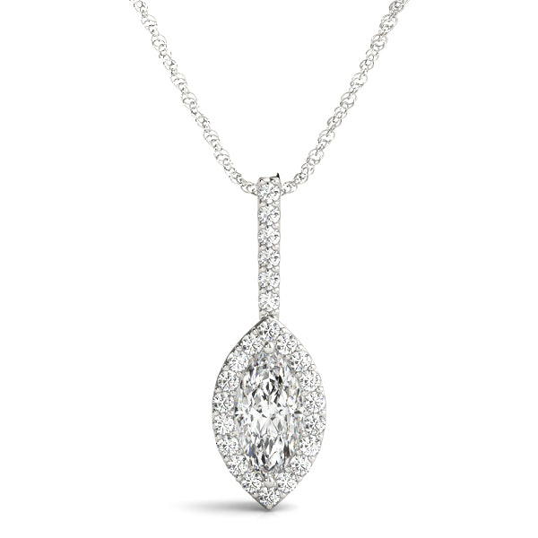 Diamond Necklace,Halo, Pear Cut