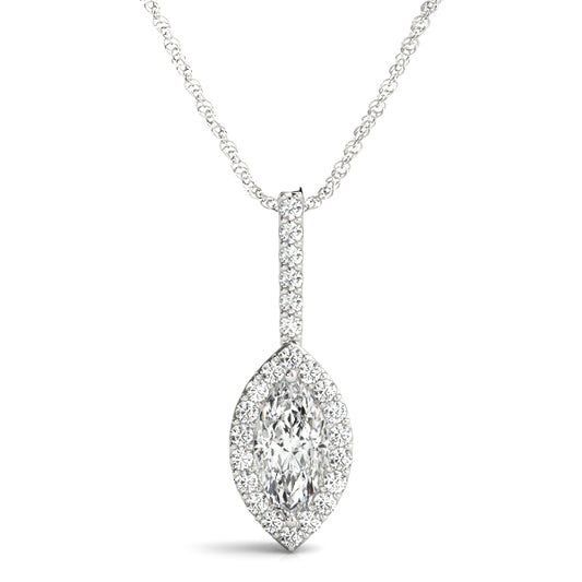 Diamond Necklace,Halo, Pear Cut