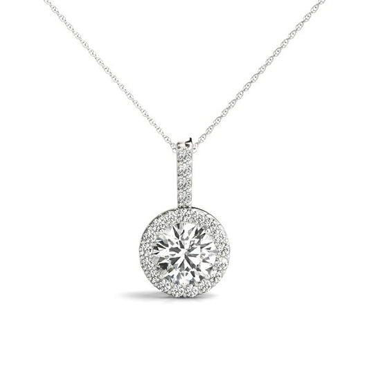 Diamond Necklace,Halo, Round Cut