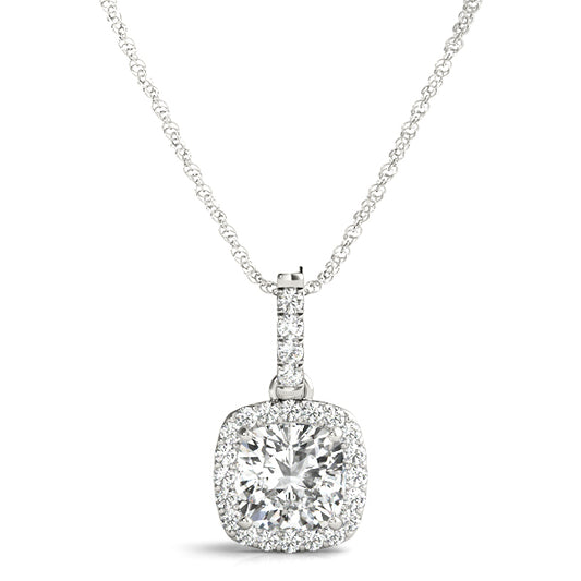 Diamond Necklace,Halo, Cushion Cut