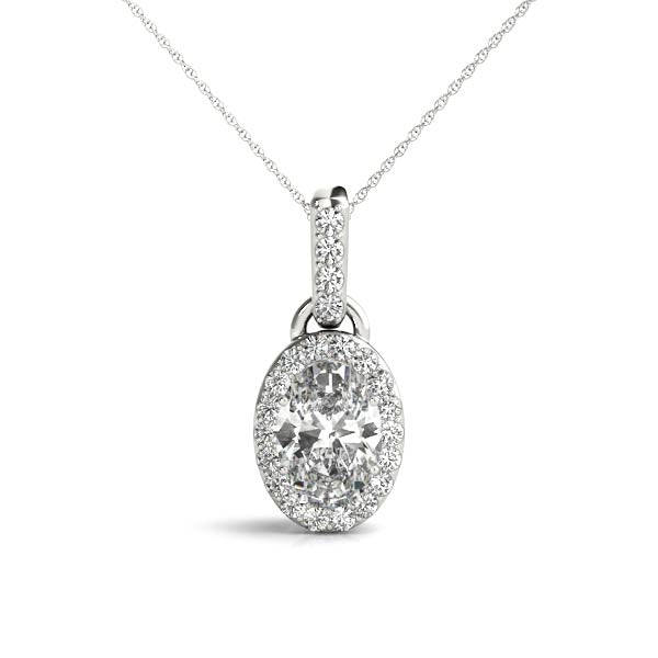 Diamond Necklace,Halo, Oval Cut